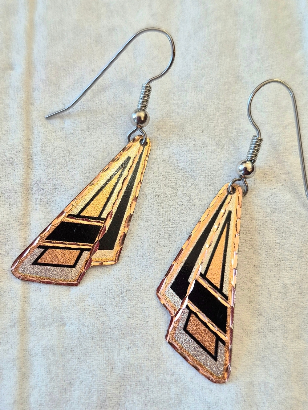 Copper Earrings Native American/Art Deco Style